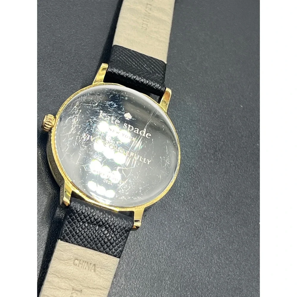 Kate Spade New York Metro Monogram‎ K Black Leather Quartz Watch